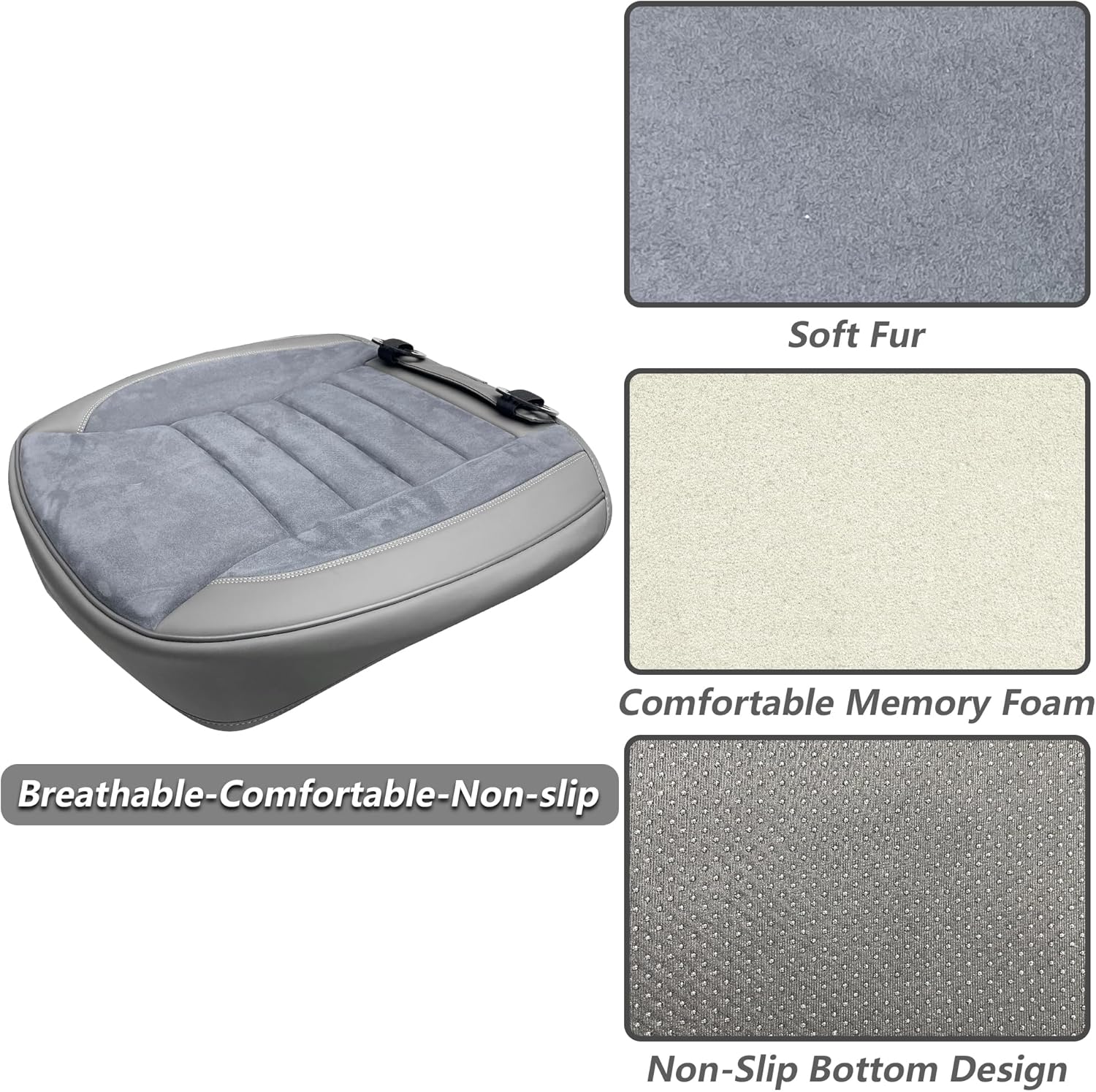 KAYI Car Seat Cover, Memory Foam Car Seat Cushion, Non-Slip Bottom Breathable Car Seat Cover, Relieve Tailbone Pain, Car Seat Protector, Suitable for 95% of Vehicles (Grey)